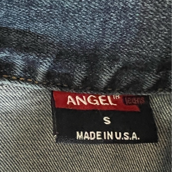 Angels Jean Jacket Womens Small Blue Denim Button Up Casual Stretch - Picture 6 of 8